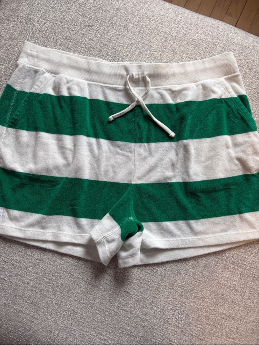 Ralph Lauren Green and White Striped Athletic Shorts